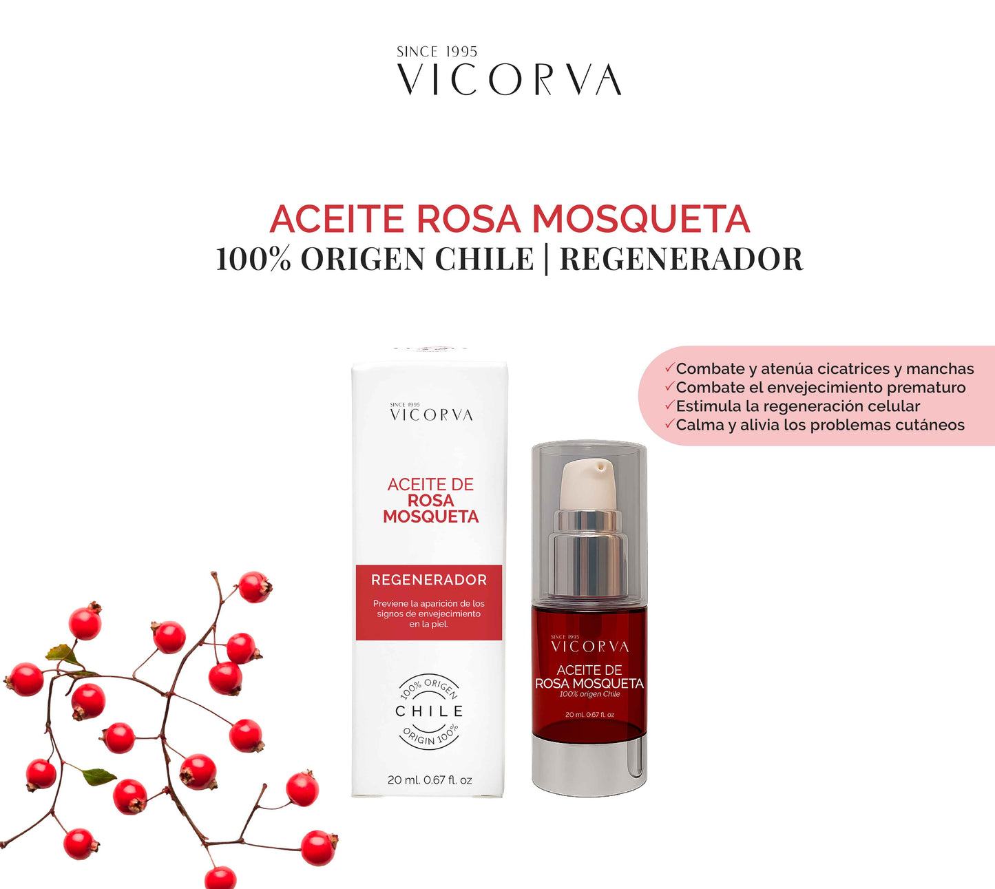 Aceite Rosa Mosqueta 100% Puro - 20 ml