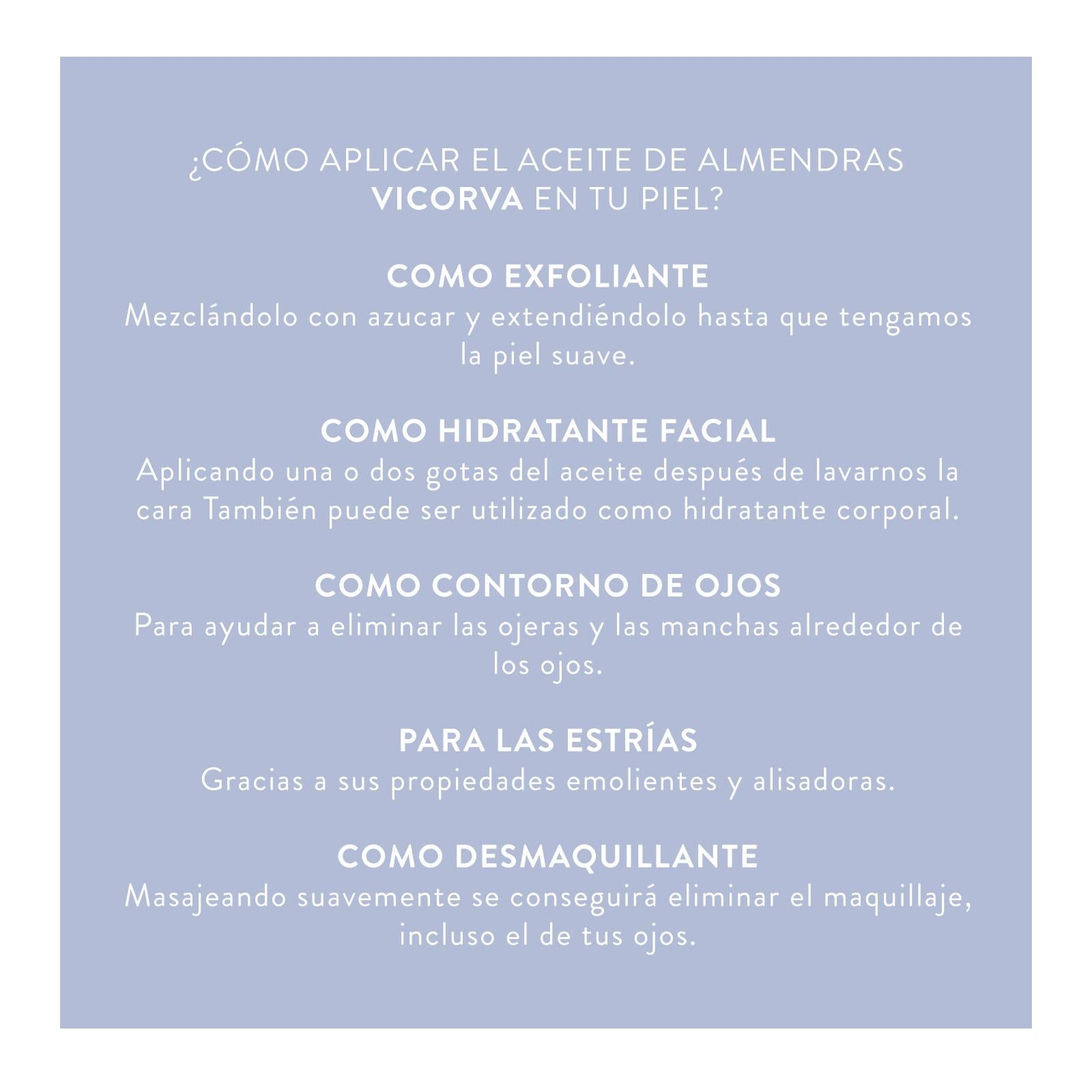 Aceite de Almendras Dulces 100% Puro - 250 ml - Cosmética Vicorva