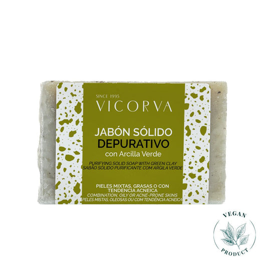 Jabón Sólido Depurativo Arcilla Verde - Cosmética Vicorva